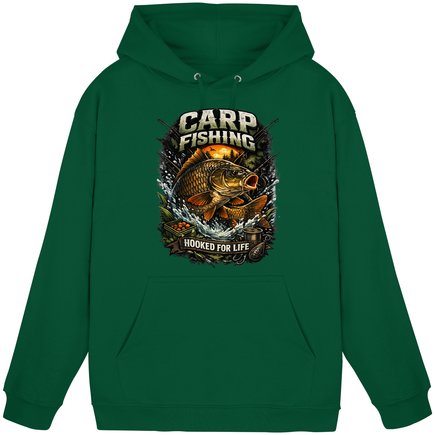 Carp Fishing „Hooked for Life“ Karpfenangler Karpfen Angeln KaPu Hoodie