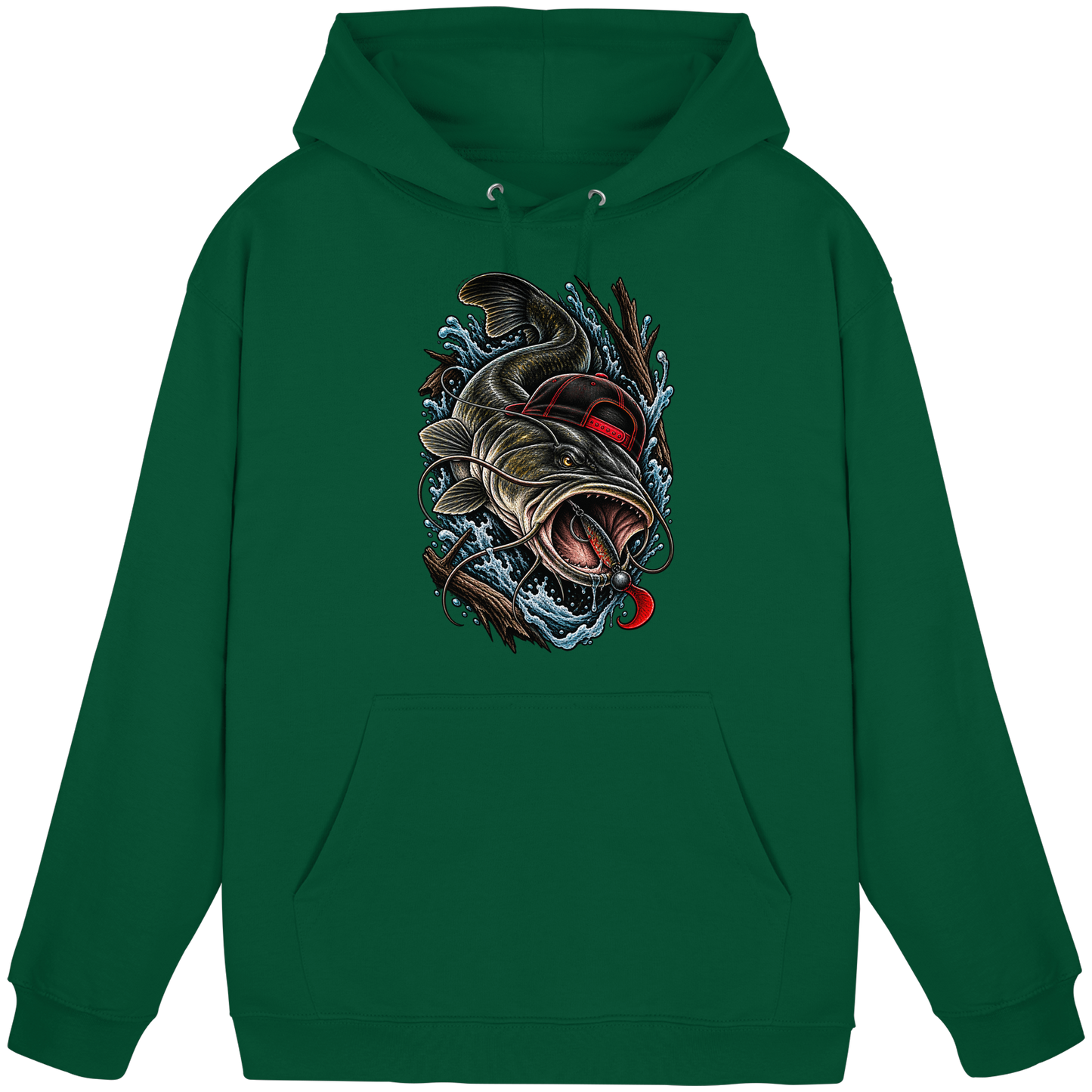 Cooler Waller mit Cap Hoodie Wels Angler KaPu für Wallerangler Catfish