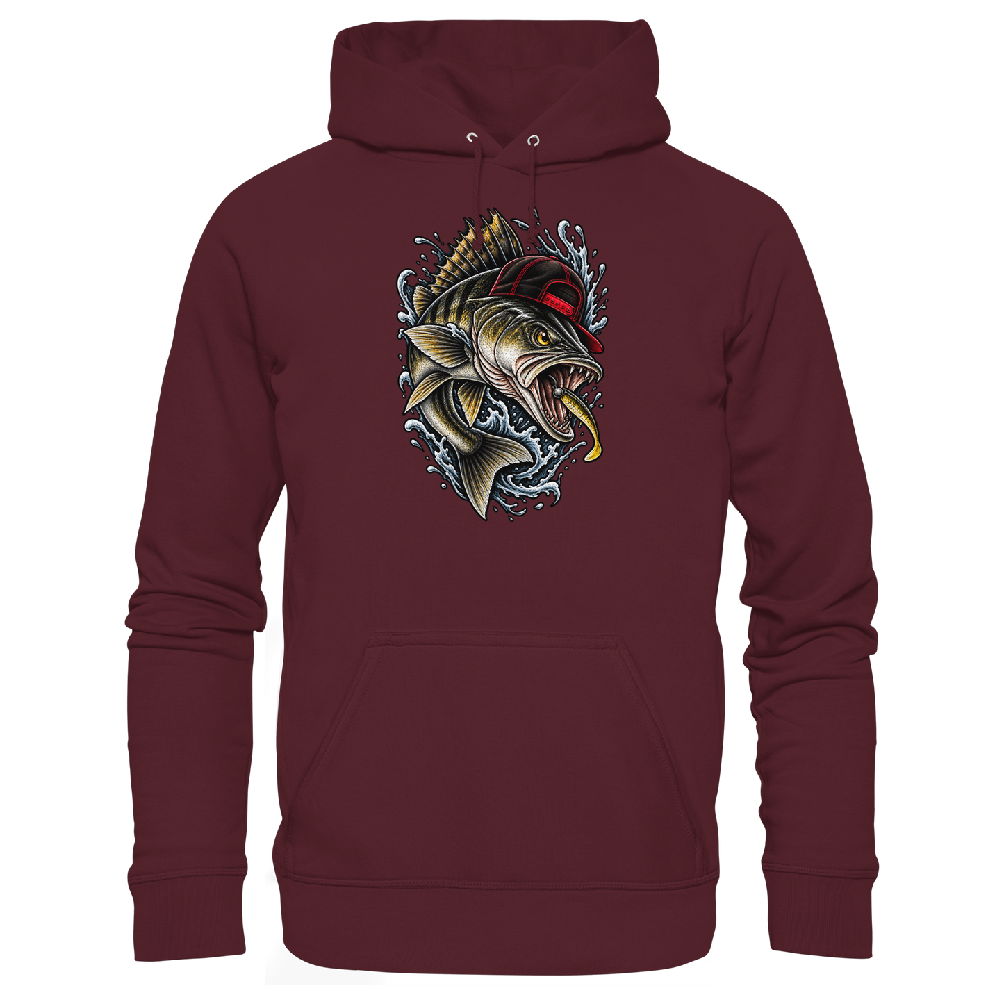 Cooler Barsch mit Cap Angelhoodie für Barschangler Hoodie KaPu Perch