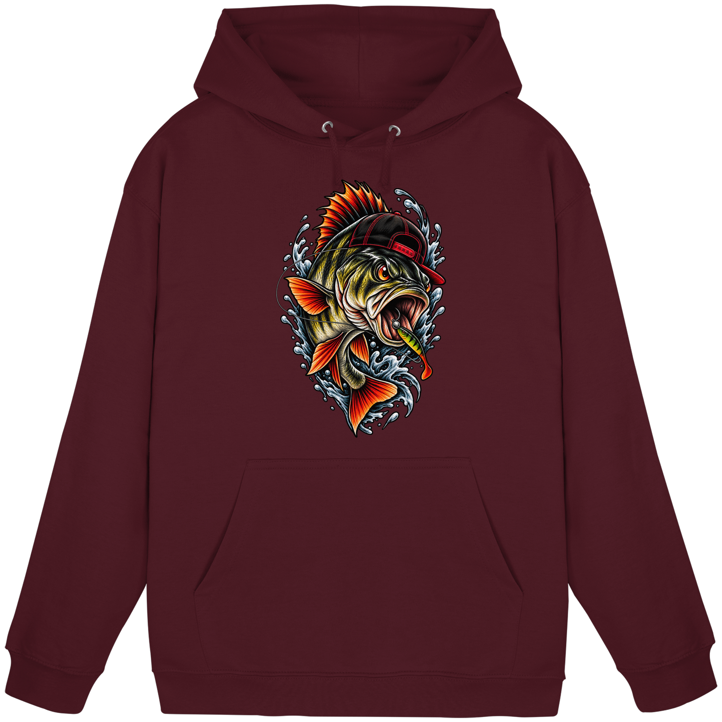 Cooler Barsch mit Cap Angelhoodie für Barschangler Perch Hoodie KaPu Angler Angeln