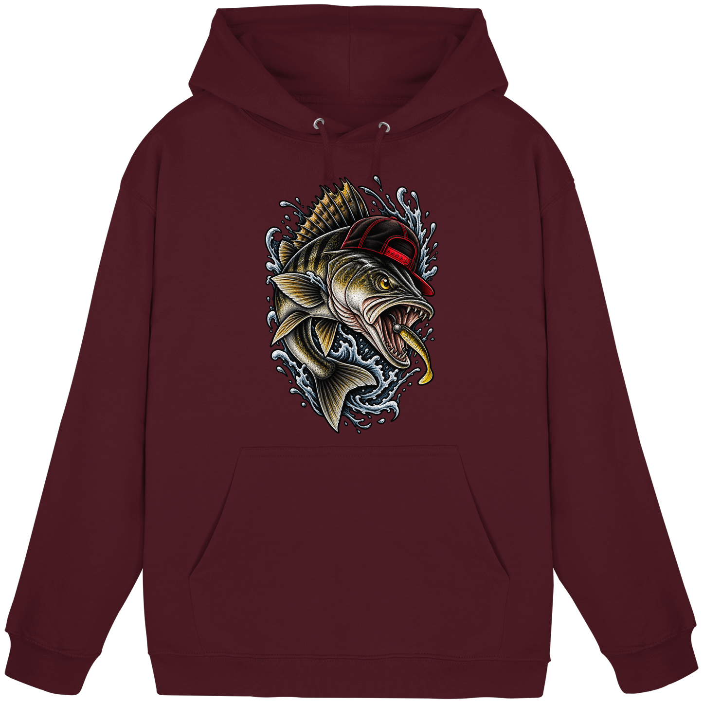 Cooler Barsch mit Cap Angelhoodie für Barschangler Hoodie KaPu Perch
