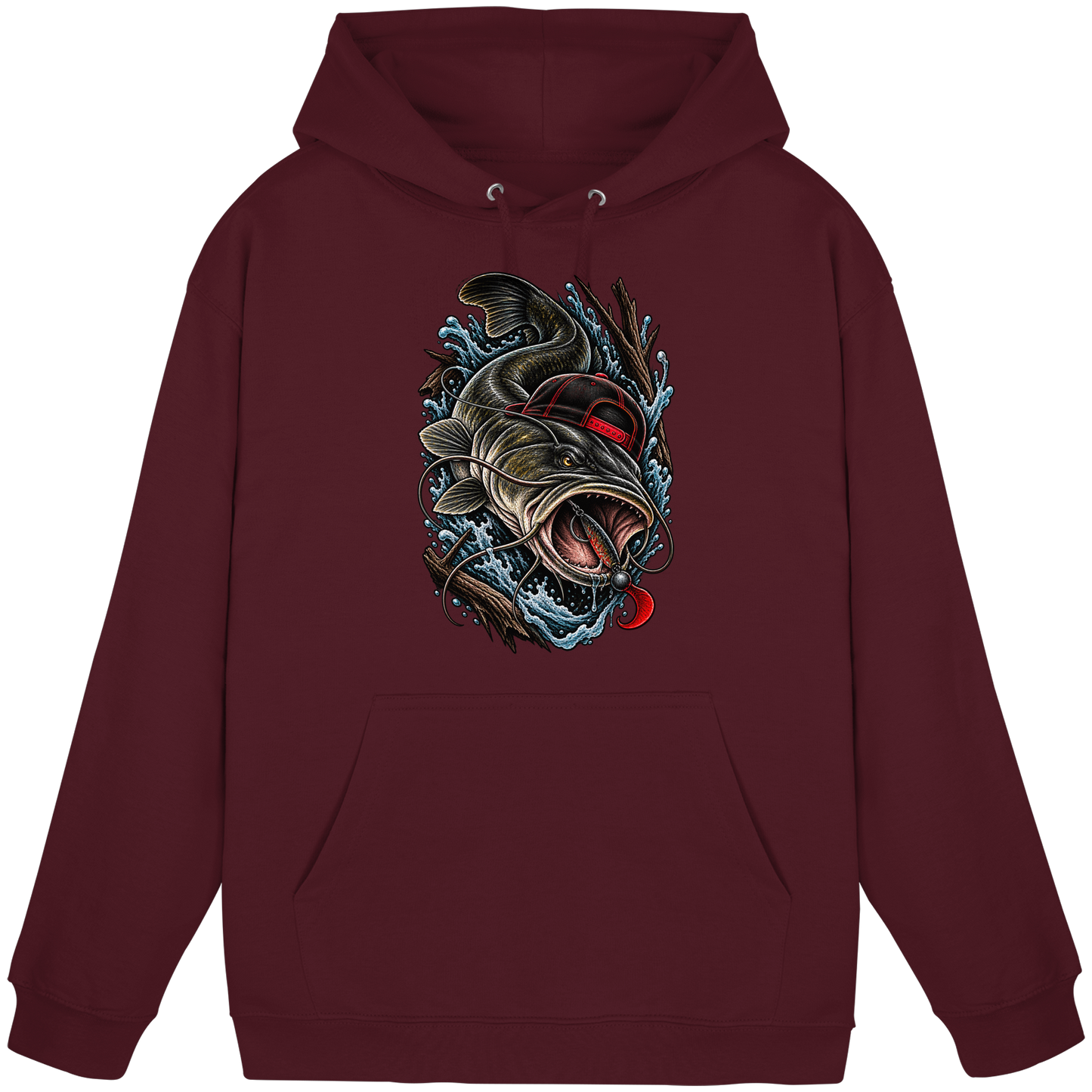 Cooler Waller mit Cap Hoodie Wels Angler KaPu für Wallerangler Catfish