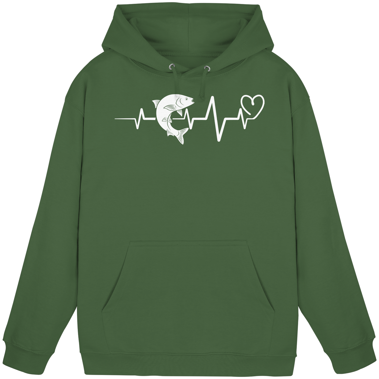 Herzschlag Angeln – Angler Hoodie KaPu mit EKG Motiv – Geschenk Fischer