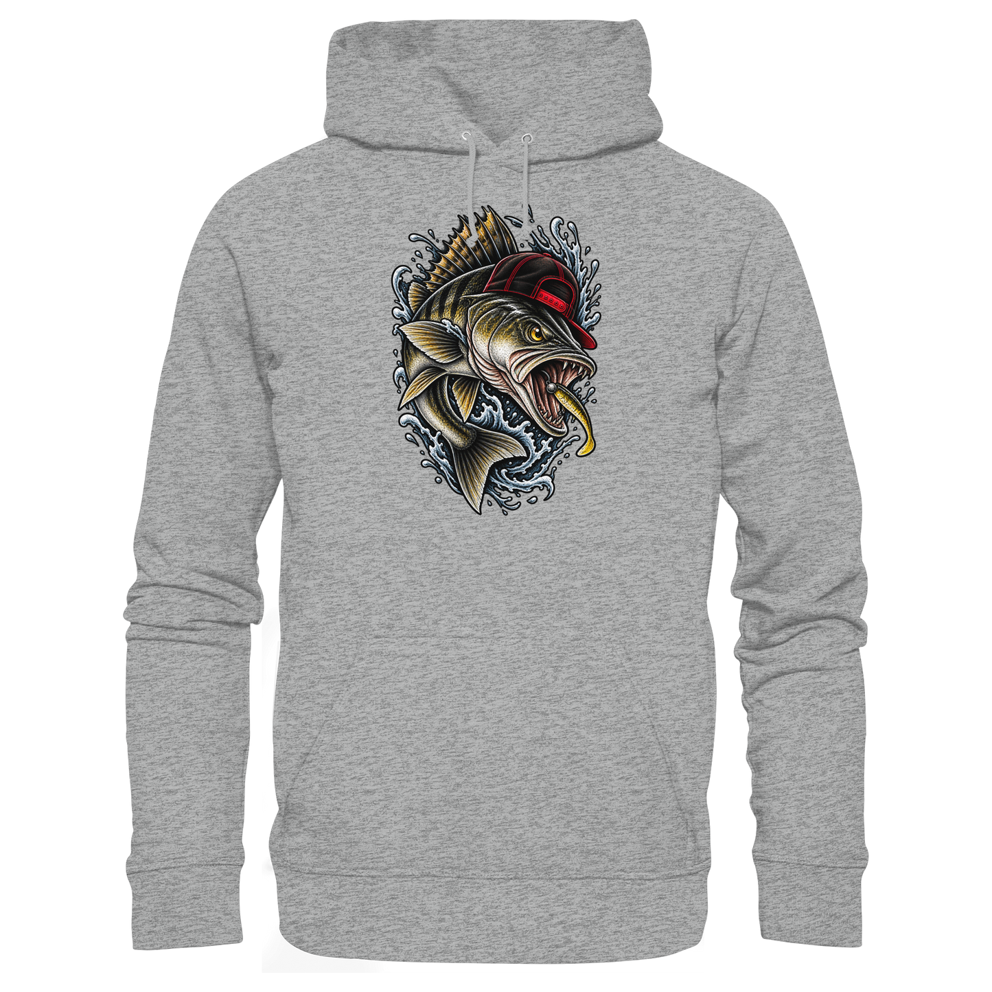Cooler Barsch mit Cap Angelhoodie für Barschangler Hoodie KaPu Perch