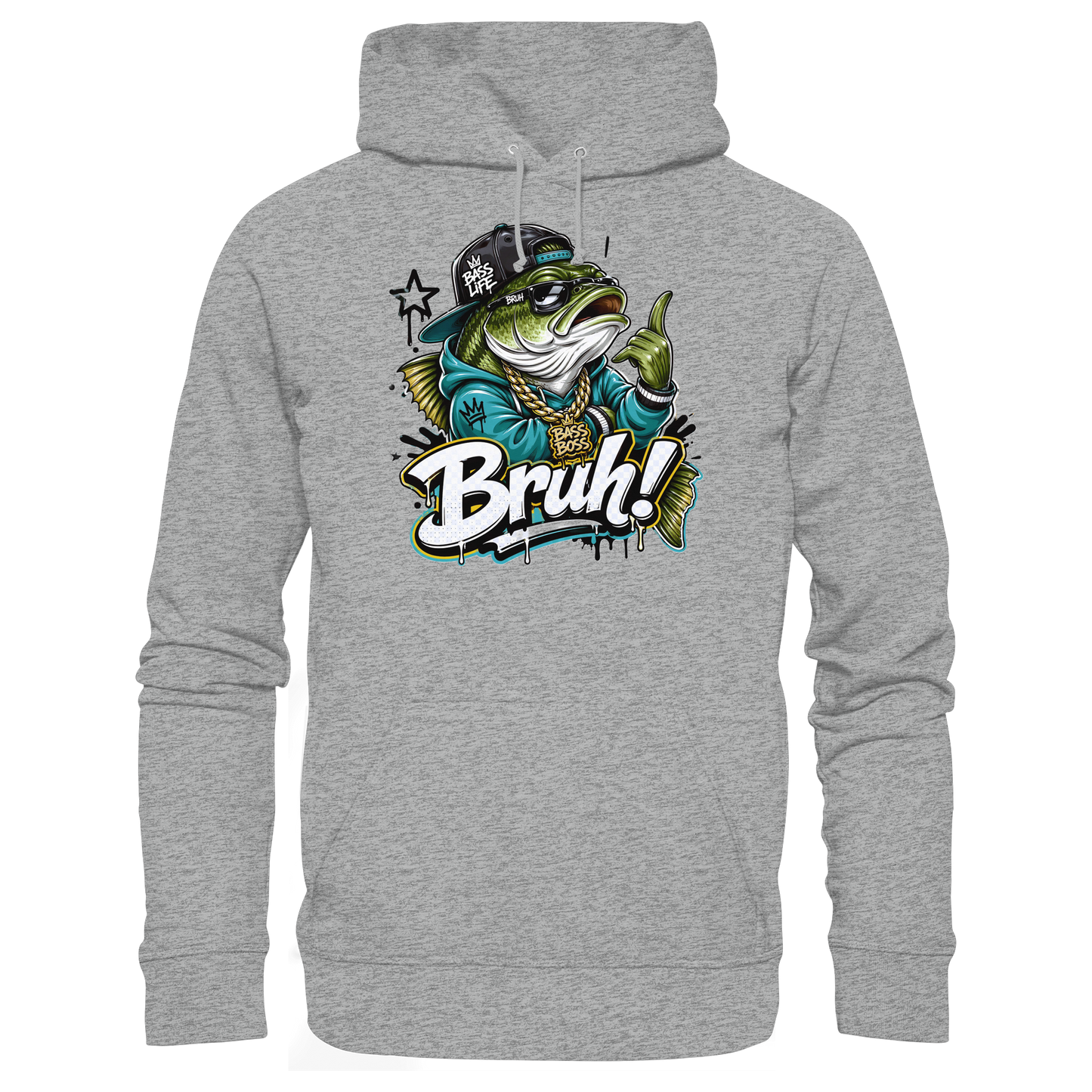 Bruh Bass Boss Life Fishing Hip Hop Barsch Angler Streetwear Hoodie