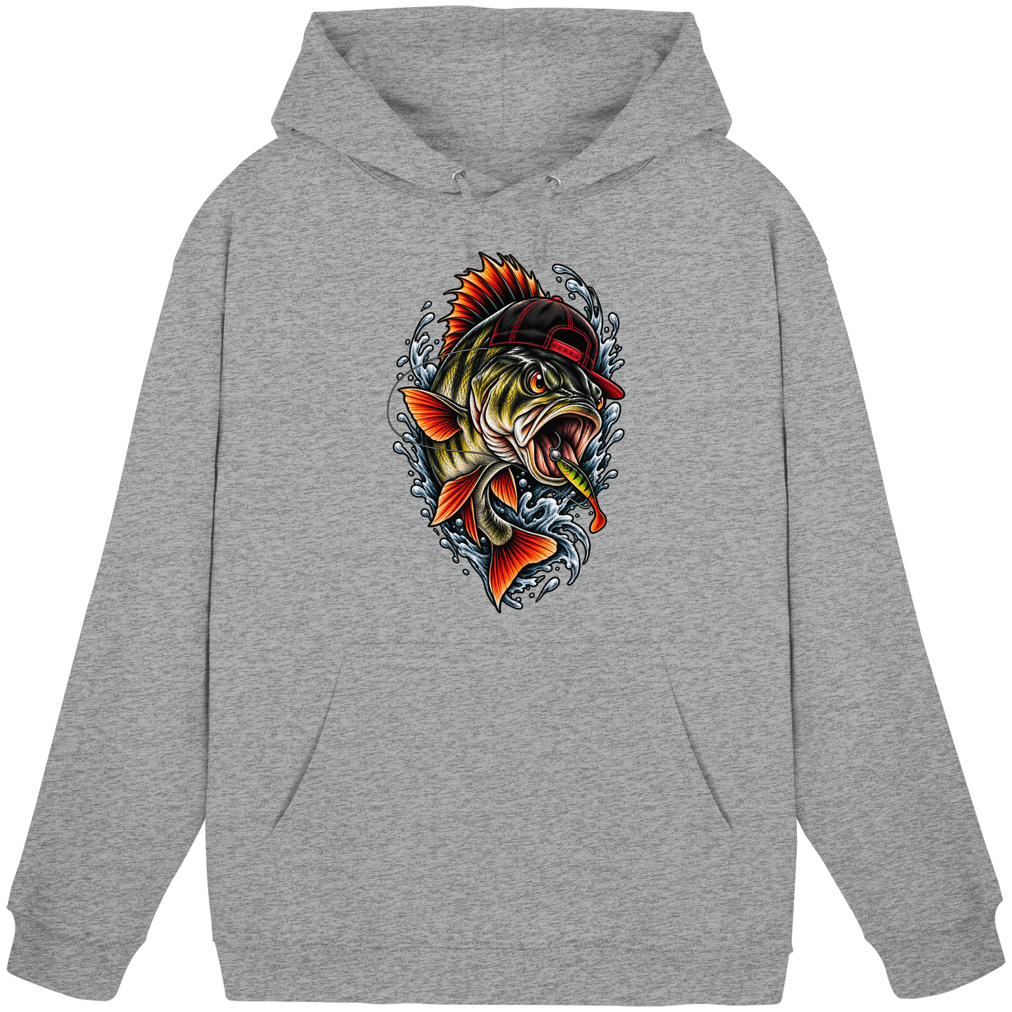 Cooler Barsch mit Cap Angelhoodie für Barschangler Perch Hoodie KaPu Angler Angeln