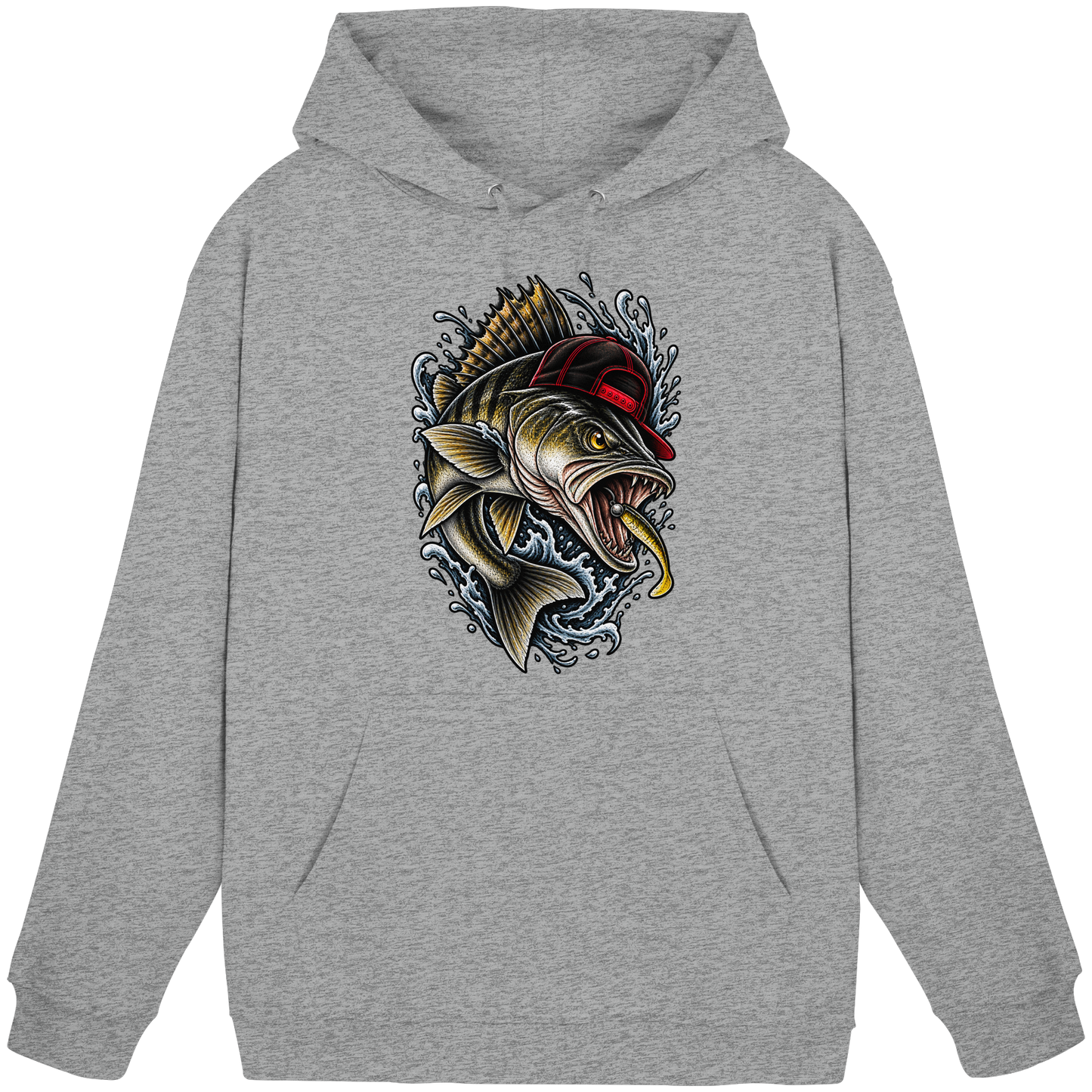 Cooler Barsch mit Cap Angelhoodie für Barschangler Hoodie KaPu Perch