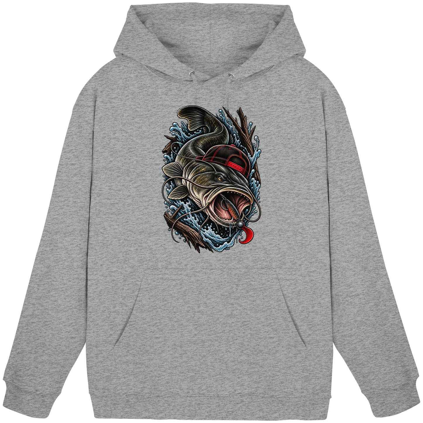 Cooler Waller mit Cap Hoodie Wels Angler KaPu für Wallerangler Catfish