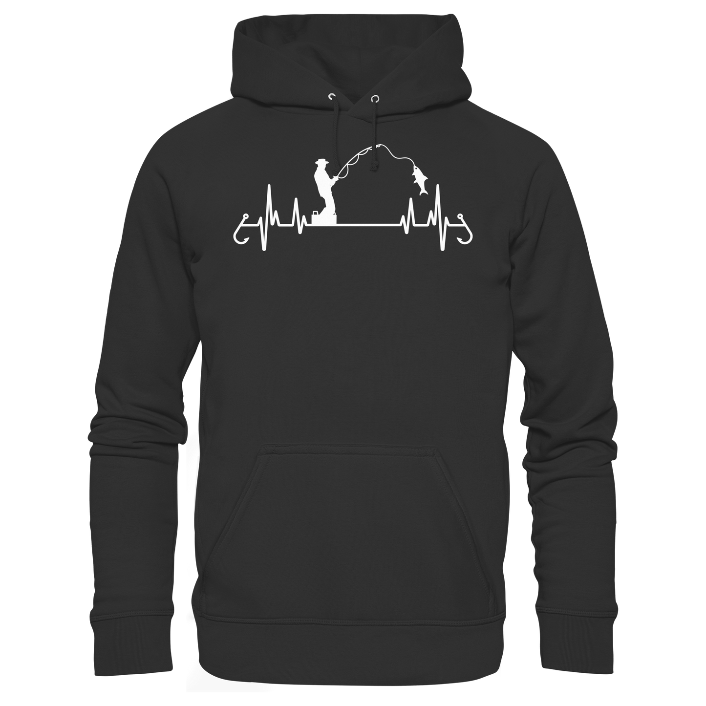 Herzschlag Angeln Angler EKG Angelsport Fischerei Sportfischer KaPu Hoodie