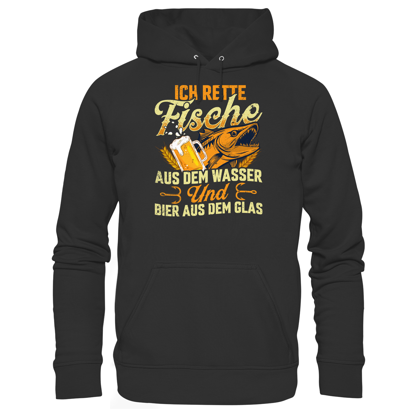Ich Rette Fische aus dem Wasser und Bier aus Glas Angler Angeln - KaPu Hoodie