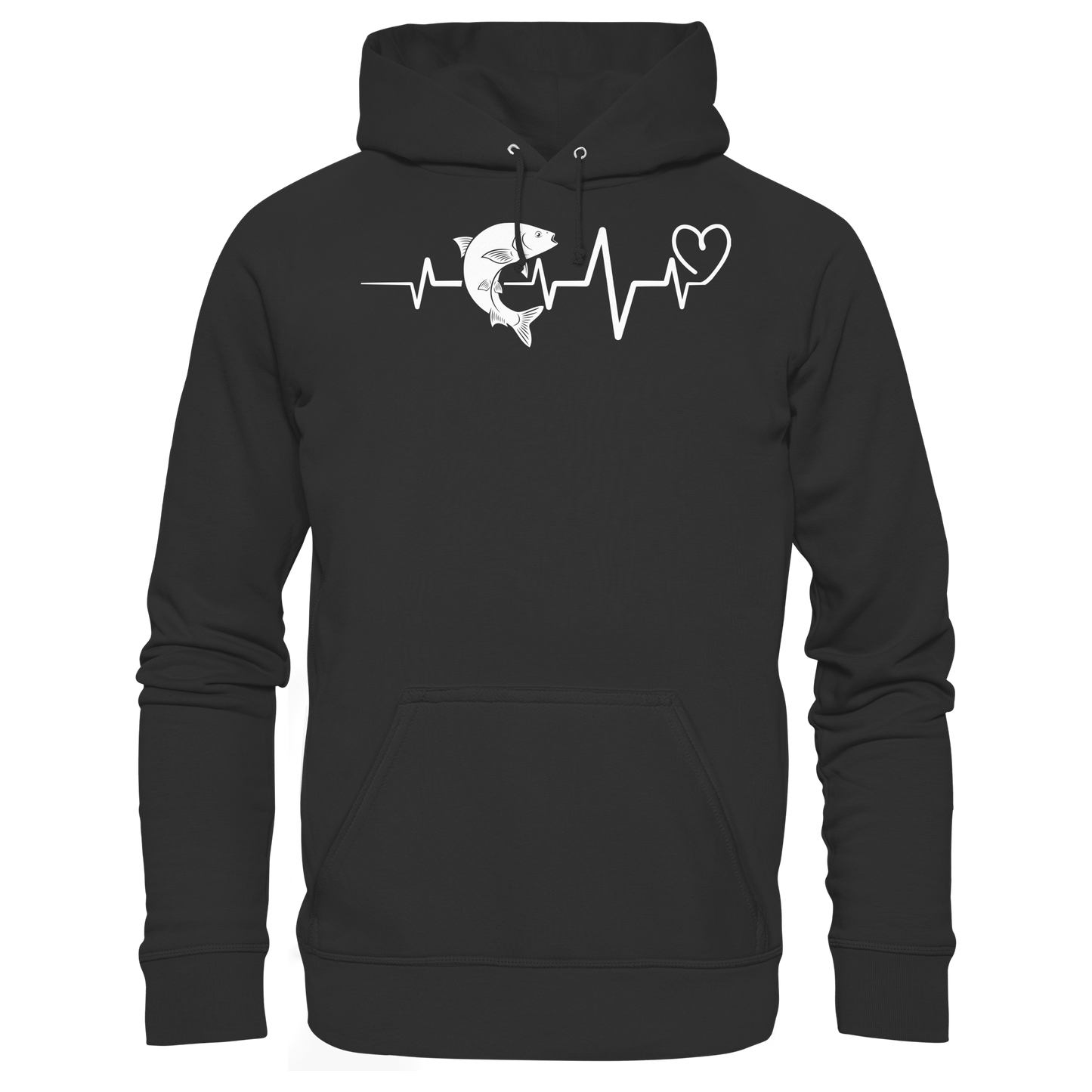 Herzschlag Angeln – Angler Hoodie KaPu mit EKG Motiv – Geschenk Fischer