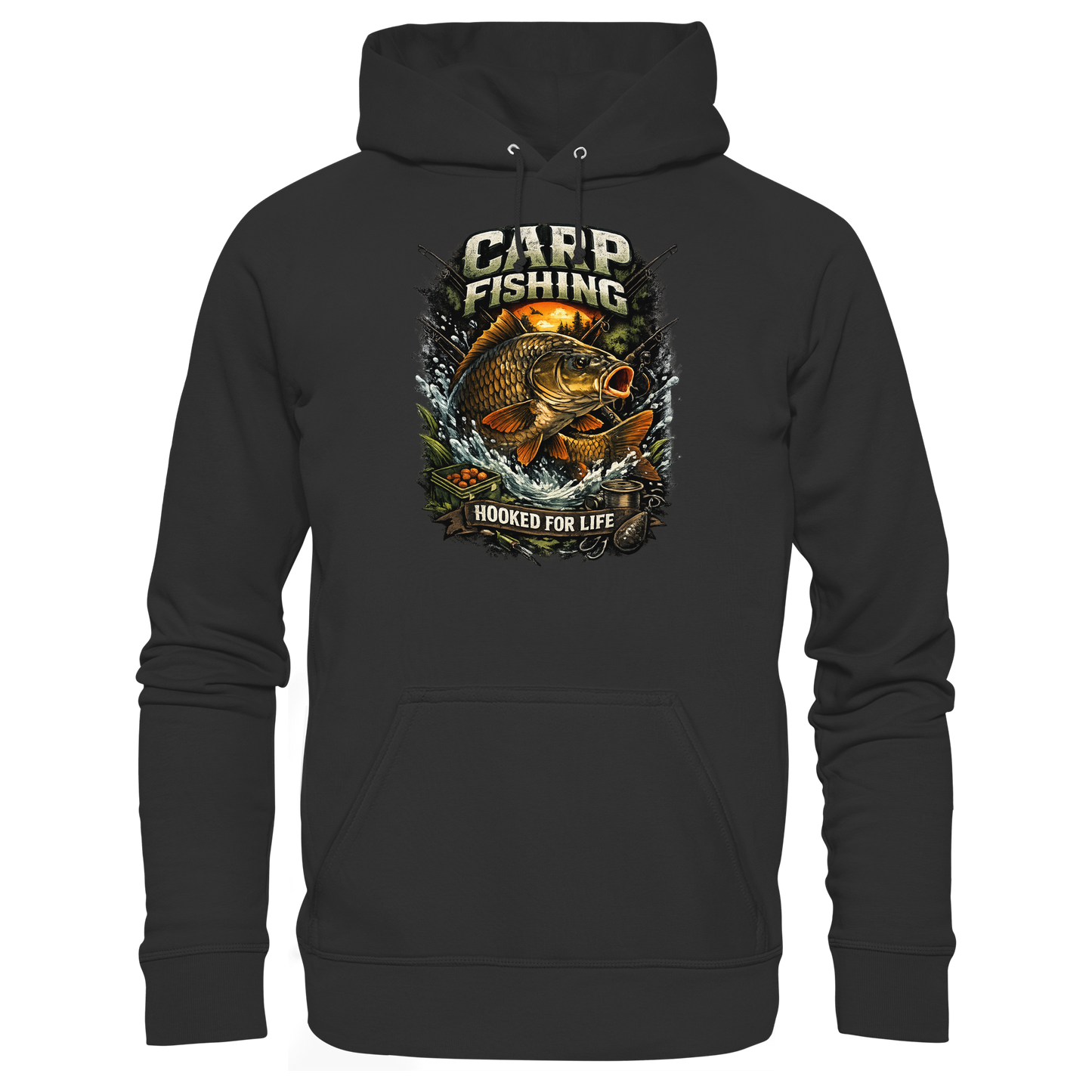 Carp Fishing „Hooked for Life“ Karpfenangler Karpfen Angeln KaPu Hoodie