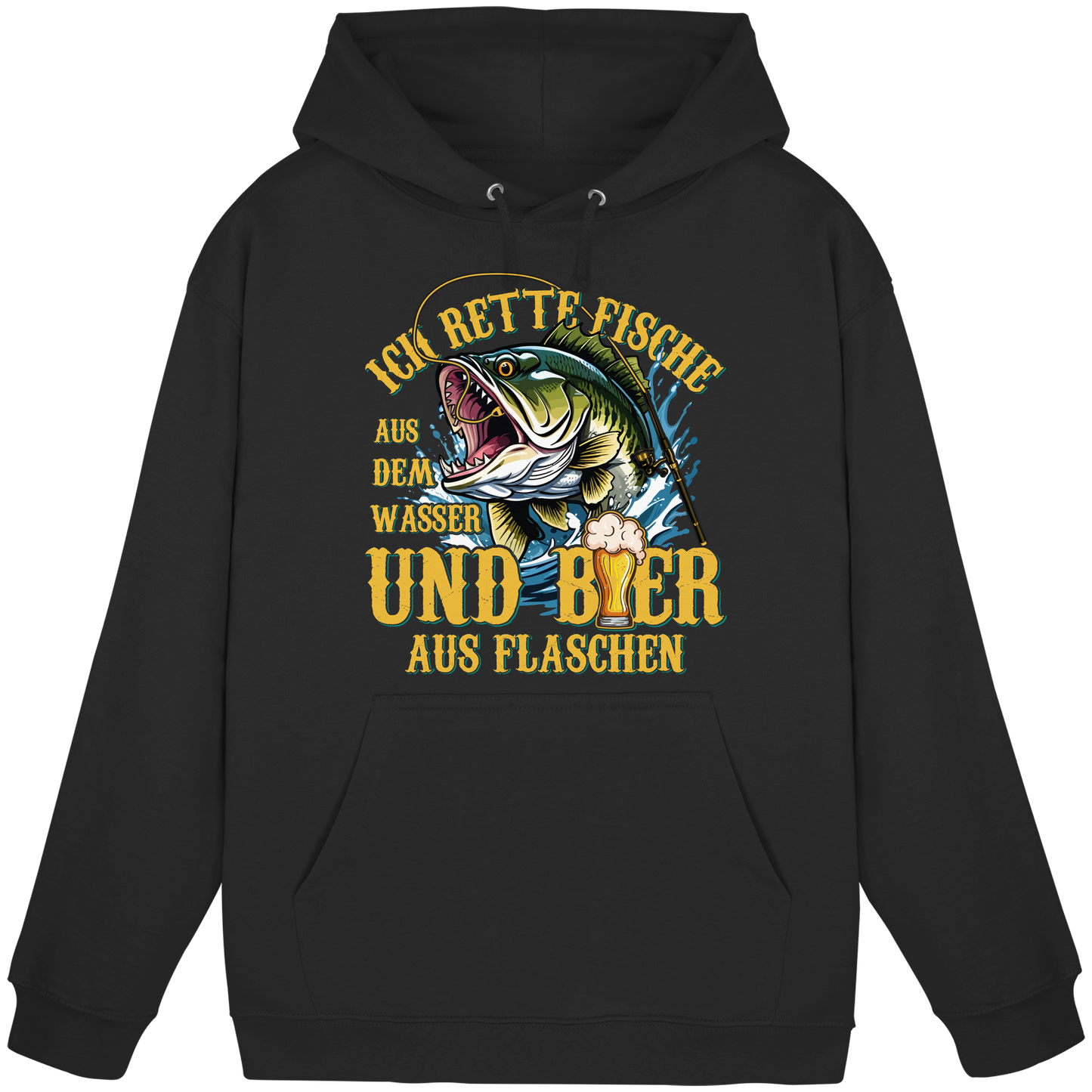 Ich Rette Fische aus dem Wasser und Bier aus Flaschen Angler Angeln KaPu  Hoodie