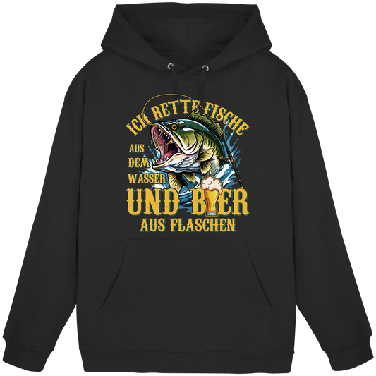 Ich Rette Fische aus dem Wasser und Bier aus Flaschen Angler Angeln KaPu  Hoodie