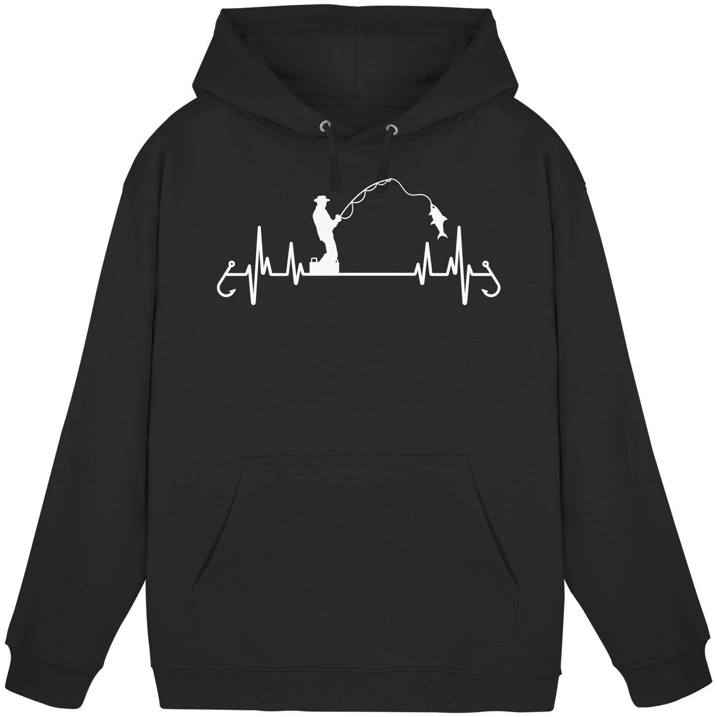 Herzschlag Angeln Angler EKG Angelsport Fischerei Sportfischer KaPu Hoodie