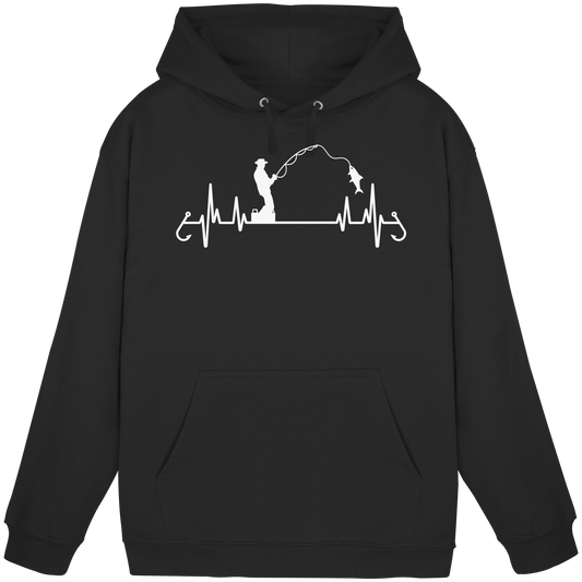 Herzschlag Angeln Angler EKG Angelsport Fischerei Sportfischer KaPu Hoodie