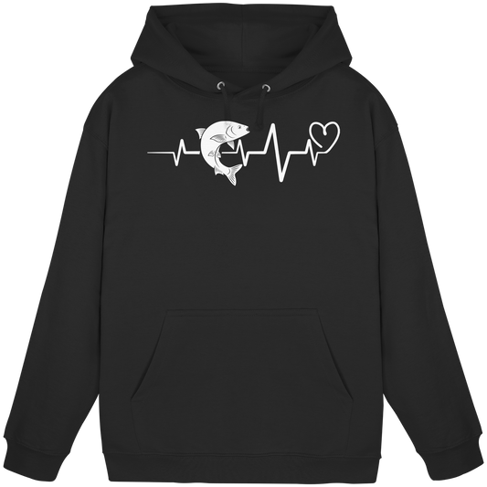 Herzschlag Angeln – Angler Hoodie KaPu mit EKG Motiv – Geschenk Fischer