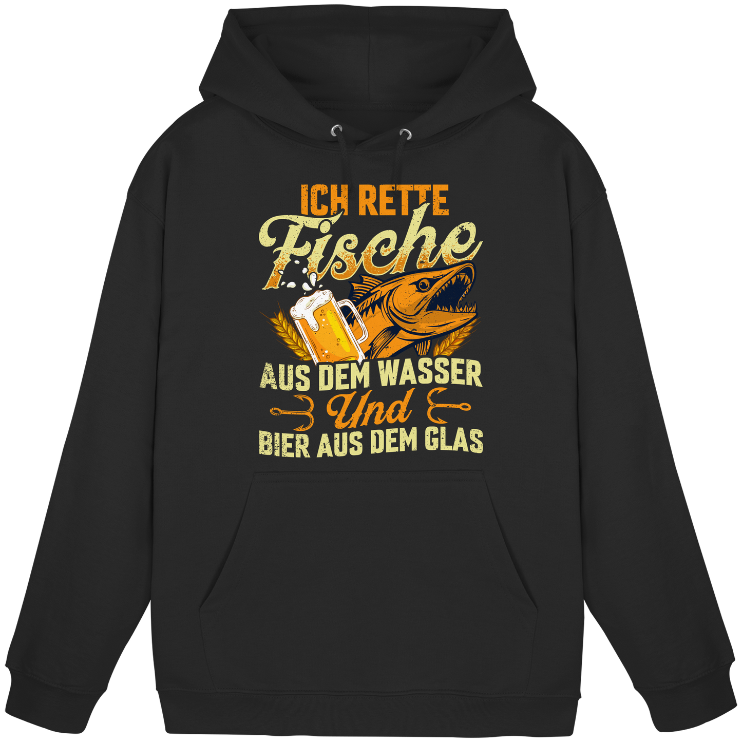Ich Rette Fische aus dem Wasser und Bier aus Glas Angler Angeln - KaPu Hoodie
