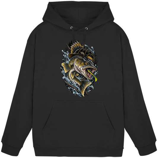 Cooler Zander mit Cap Hoodie KaPu Angelhoodie für Zanderangler Angler Angeln