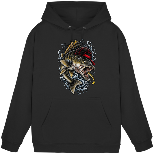 Cooler Barsch mit Cap Angelhoodie für Barschangler Hoodie KaPu Perch