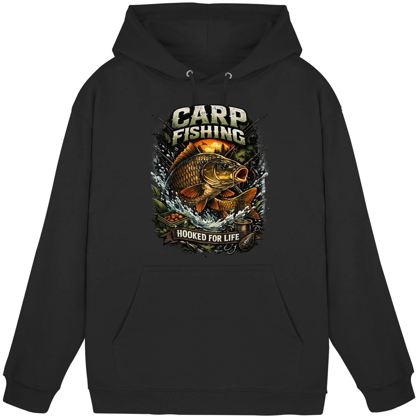 Carp Fishing „Hooked for Life“ Karpfenangler Karpfen Angeln KaPu Hoodie