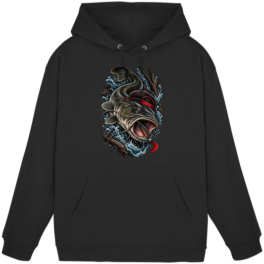 Cooler Waller mit Cap Hoodie Wels Angler KaPu für Wallerangler Catfish