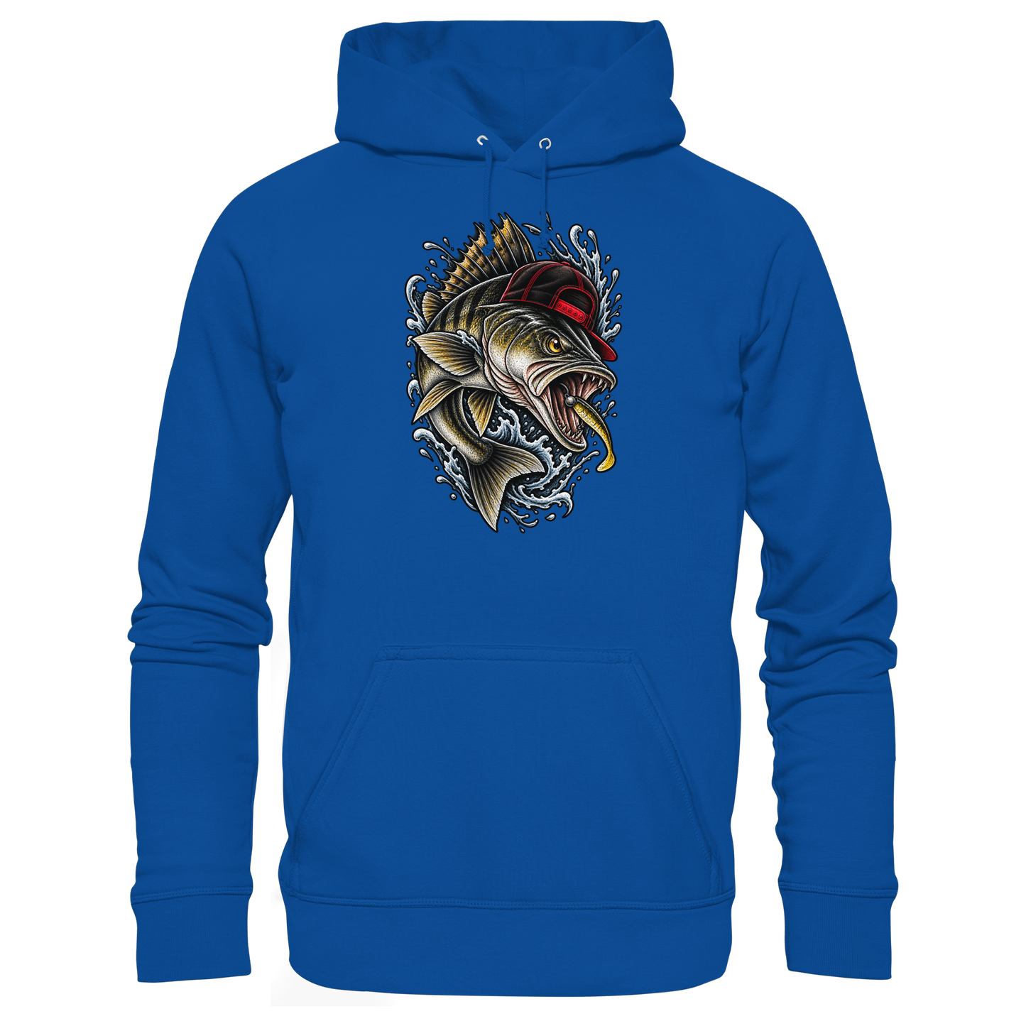 Cooler Barsch mit Cap Angelhoodie für Barschangler Hoodie KaPu Perch