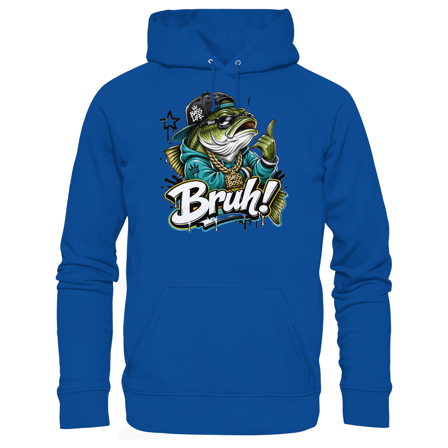 Bruh Bass Boss Life Fishing Hip Hop Barsch Angler Streetwear Hoodie