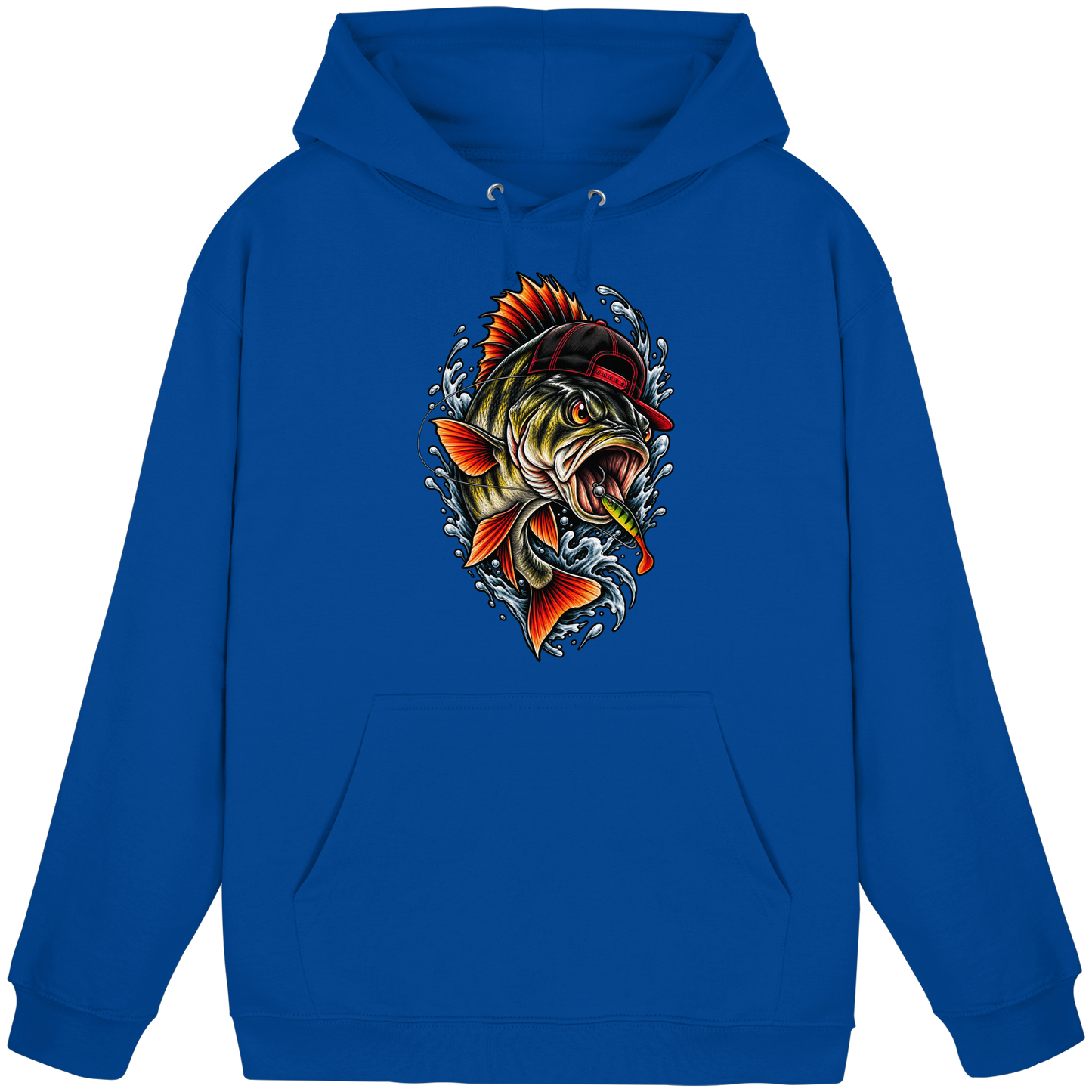 Cooler Barsch mit Cap Angelhoodie für Barschangler Perch Hoodie KaPu Angler Angeln