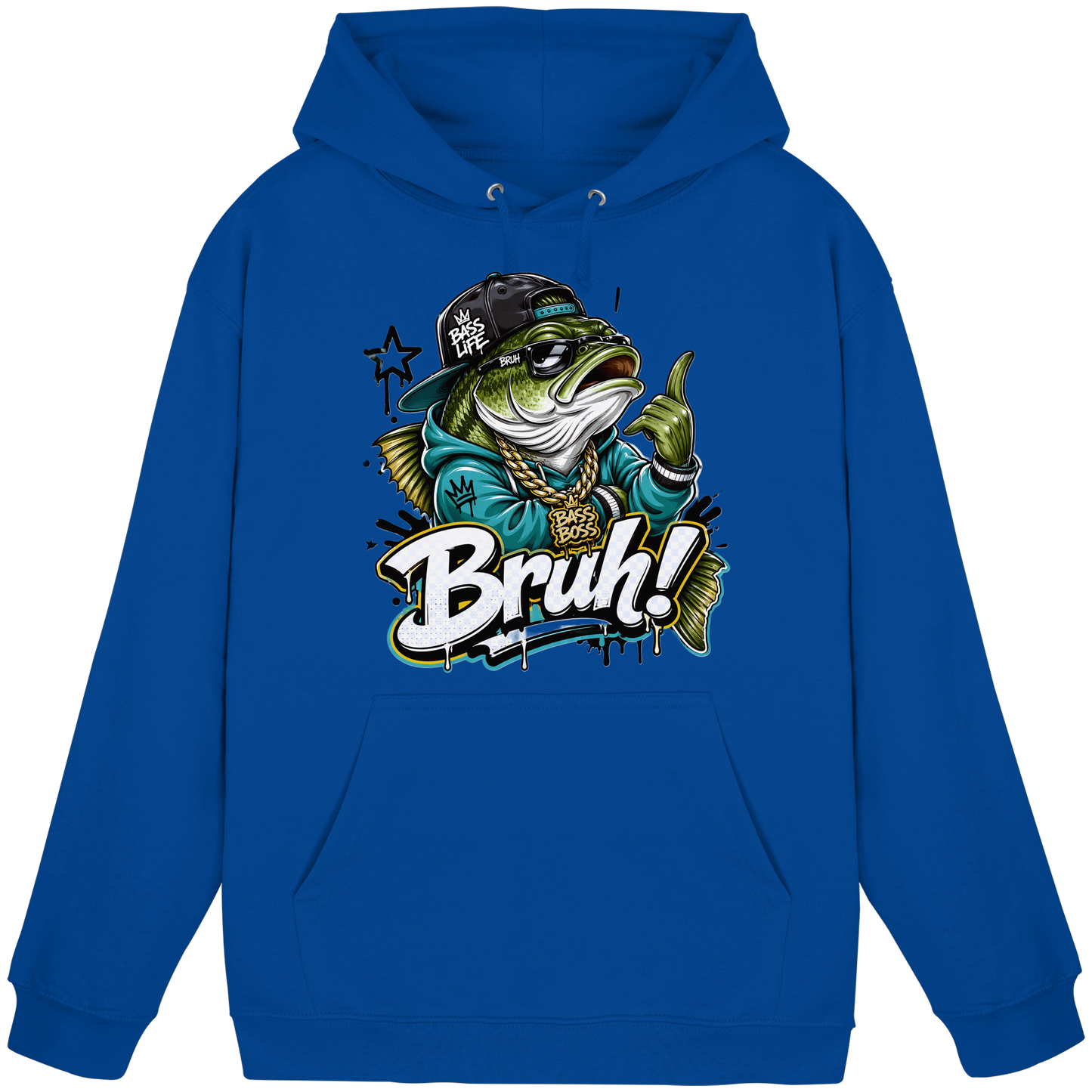 Bruh Bass Boss Life Fishing Hip Hop Barsch Angler Streetwear Hoodie