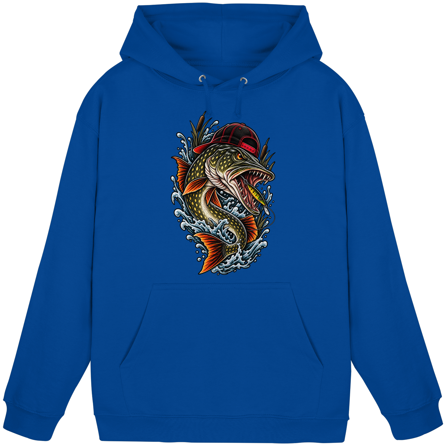 Cooler Hecht mit Cap Angelhoodie für Hechtangler Angeln Hoodie KaPu Pike