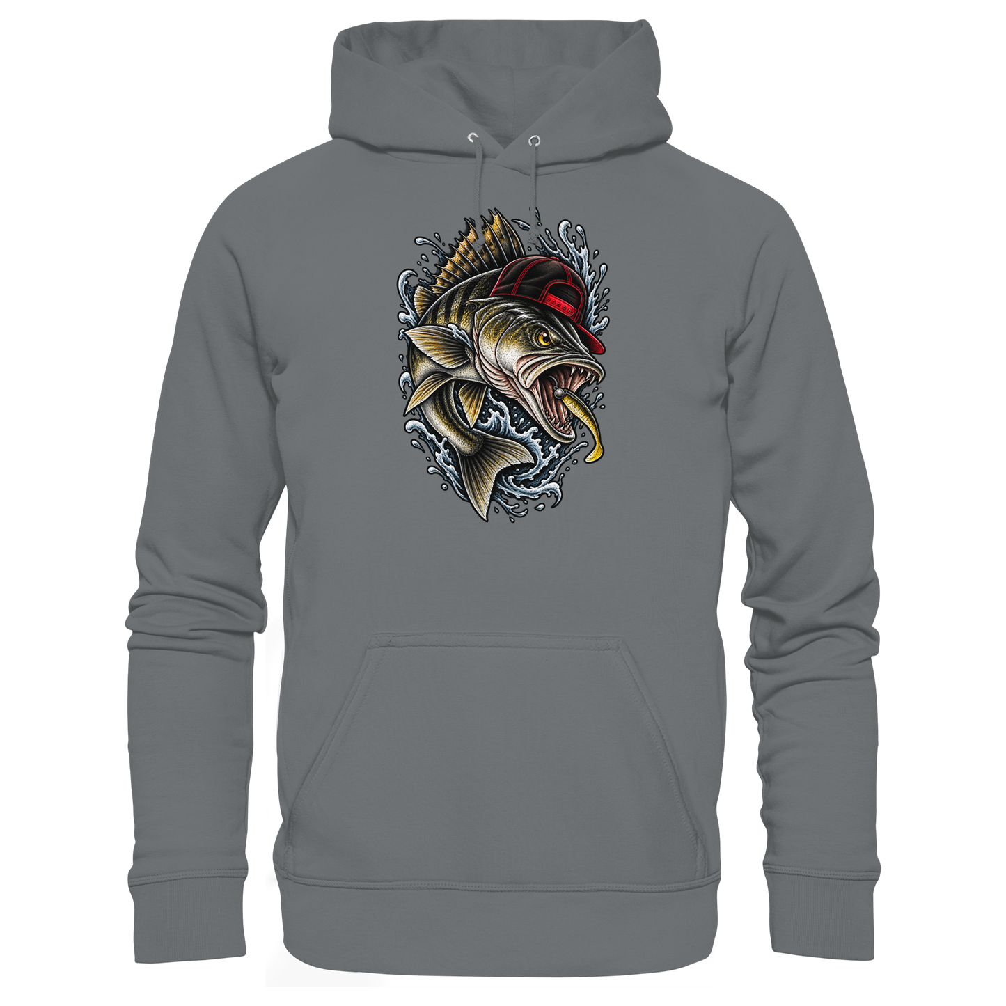 Cooler Barsch mit Cap Angelhoodie für Barschangler Hoodie KaPu Perch