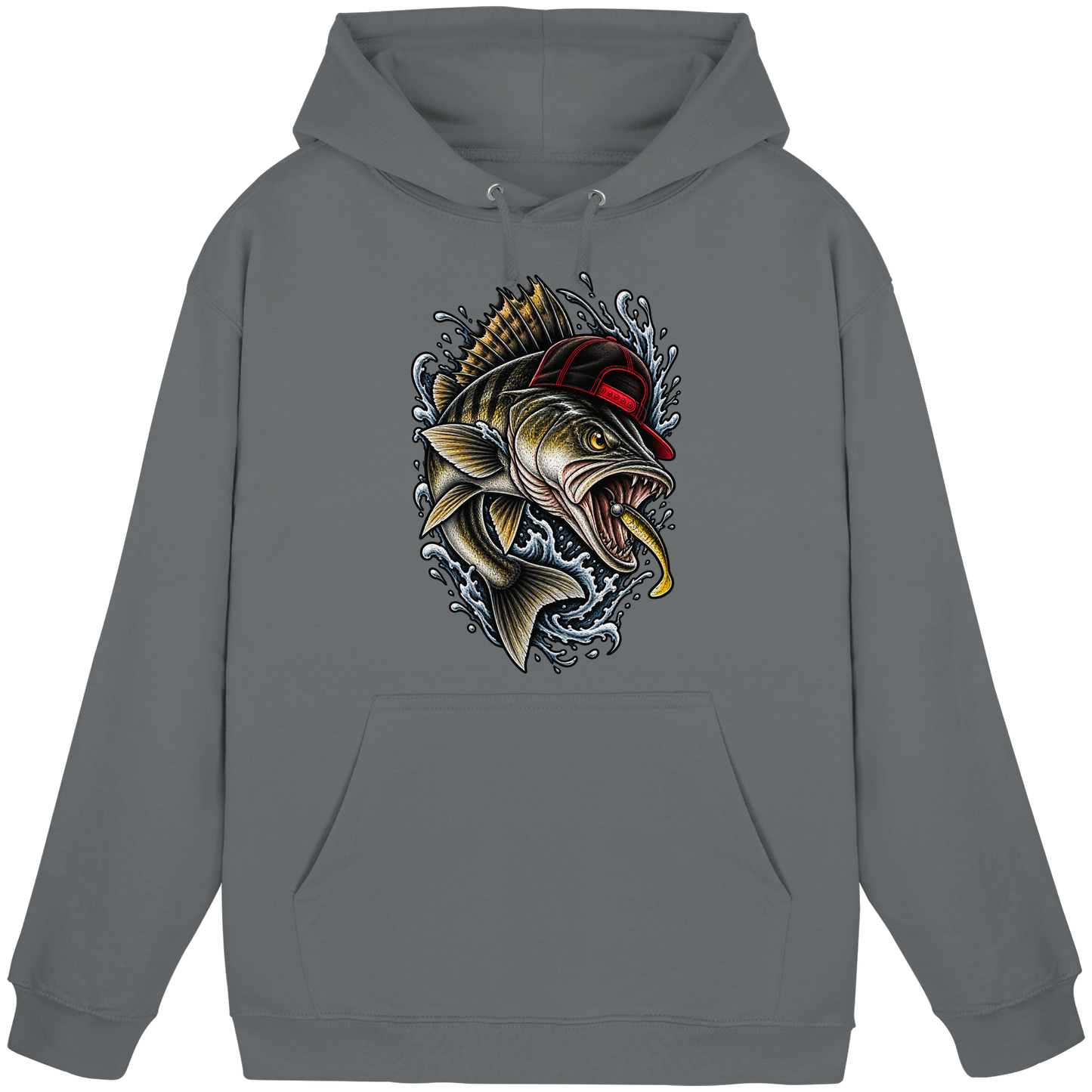 Cooler Barsch mit Cap Angelhoodie für Barschangler Hoodie KaPu Perch