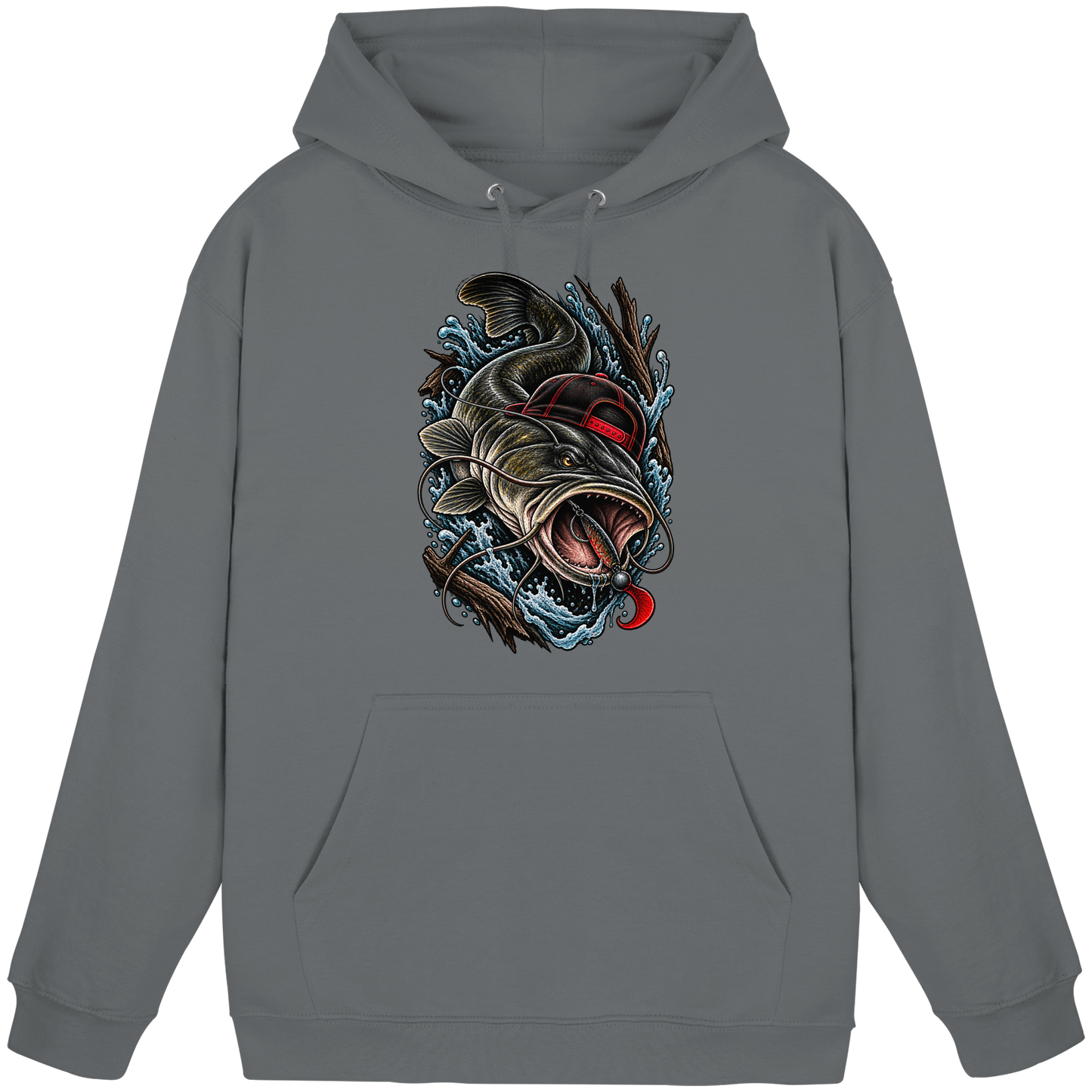 Cooler Waller mit Cap Hoodie Wels Angler KaPu für Wallerangler Catfish
