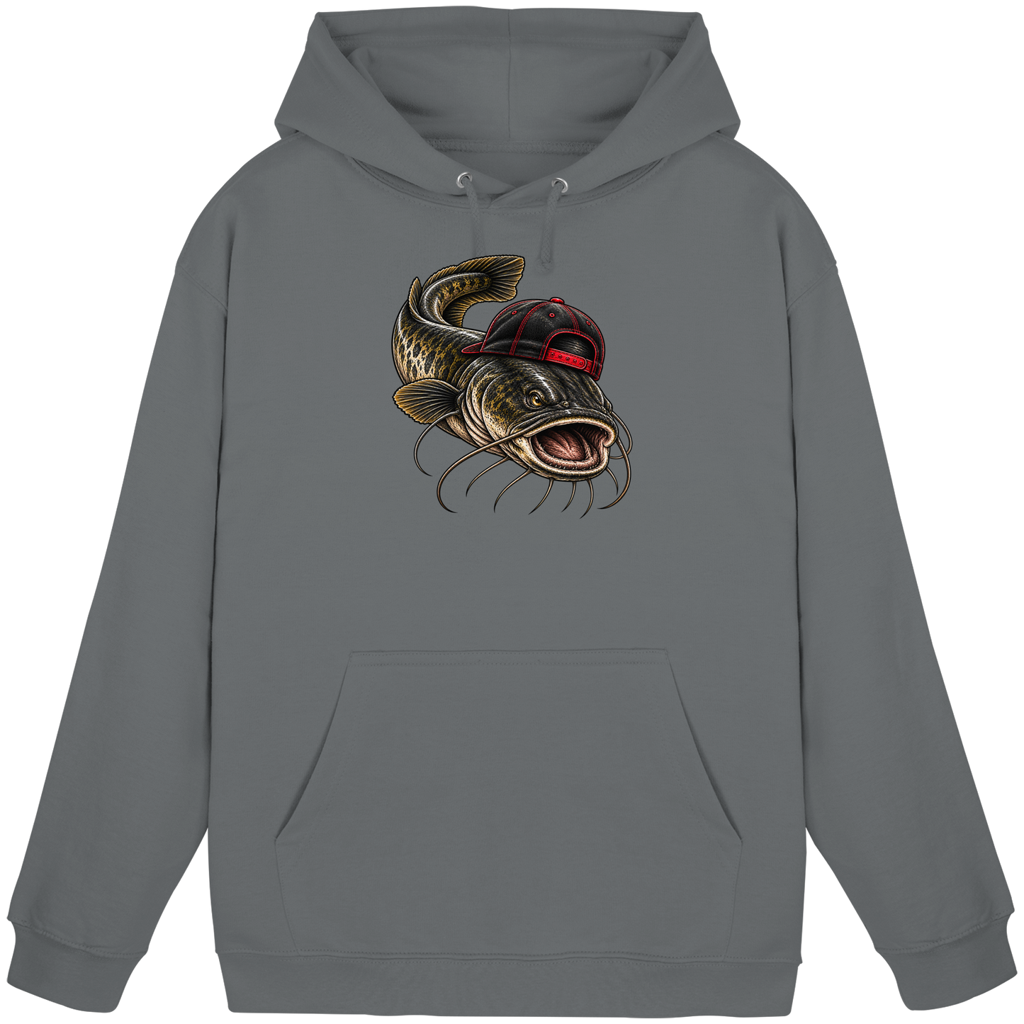 Cooler Waller mit Cap Hoodie Wels Angler KaPu für Wallerangler Catfish