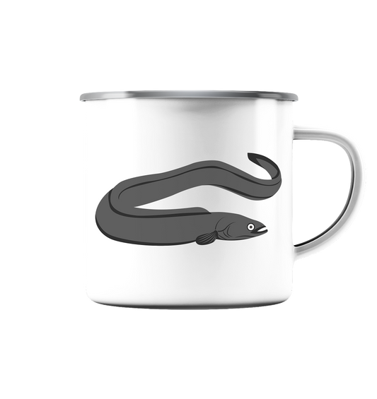 Aal – Lustiges Zielfisch Design für Angler und Fischliebhaber - Emaille Tasse (Silber)