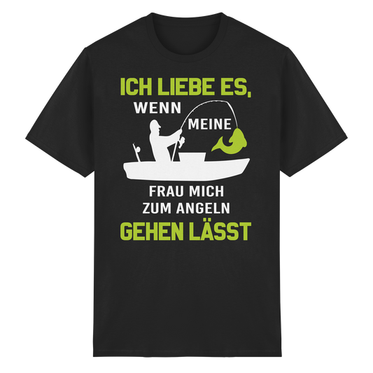 Ich liebe es wenn meine Frau mich zum Angeln gehen lässt T-Shirt Angler Geschenk Shirt