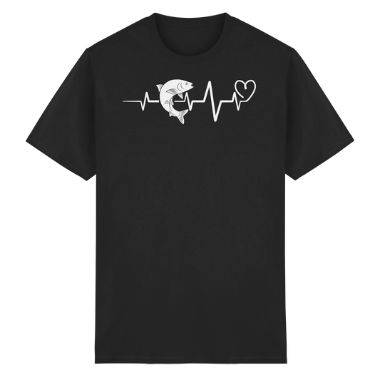 Herzschlag Angeln – Angler Shirt mit EKG Motiv – Geschenk Fischer T-Shirt