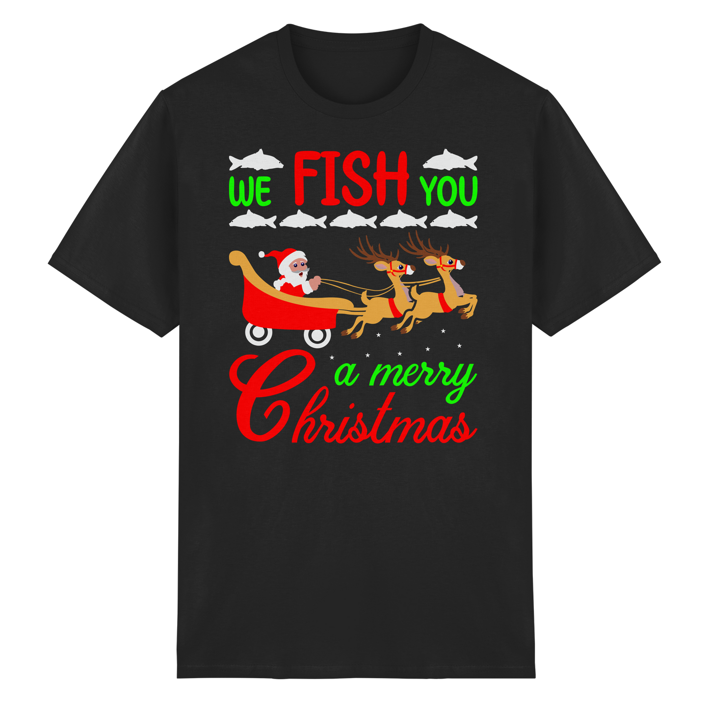 WE FISH YOU A MERRY CHRISTMAS Fröhliche Weihnachten Angler Angeln Shirt T-Shirt