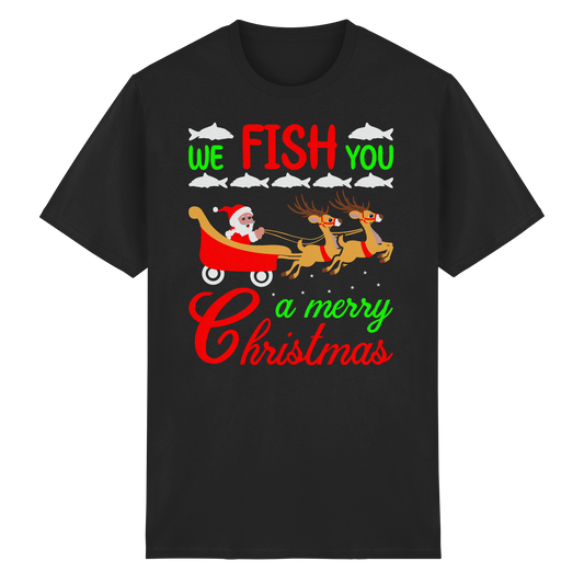 WE FISH YOU A MERRY CHRISTMAS Fröhliche Weihnachten Angler Angeln Shirt T-Shirt