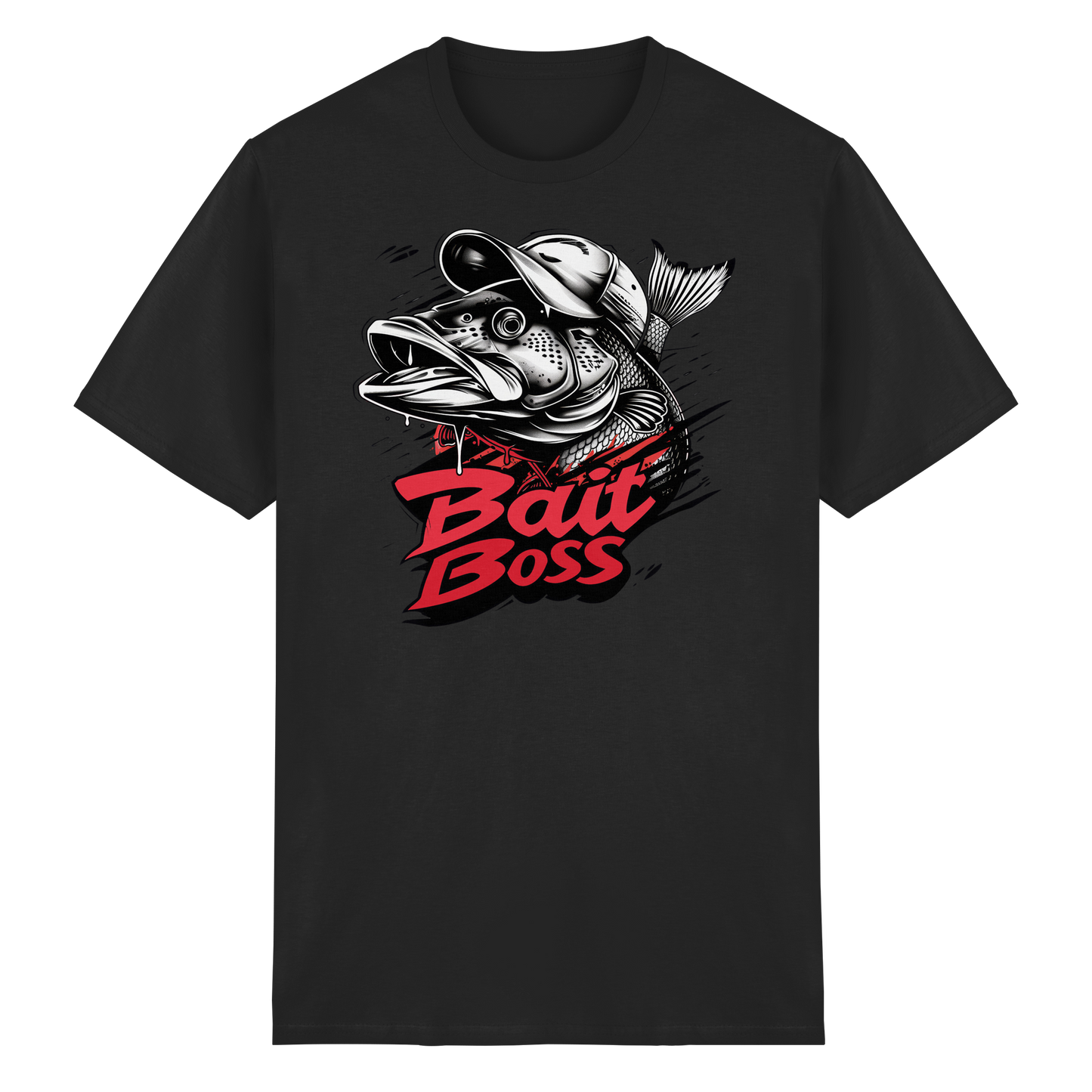 Bait Boss Shirt Angler T-Shirt Fishing Bass Barsch Köder Angeln Schwarzbarsch