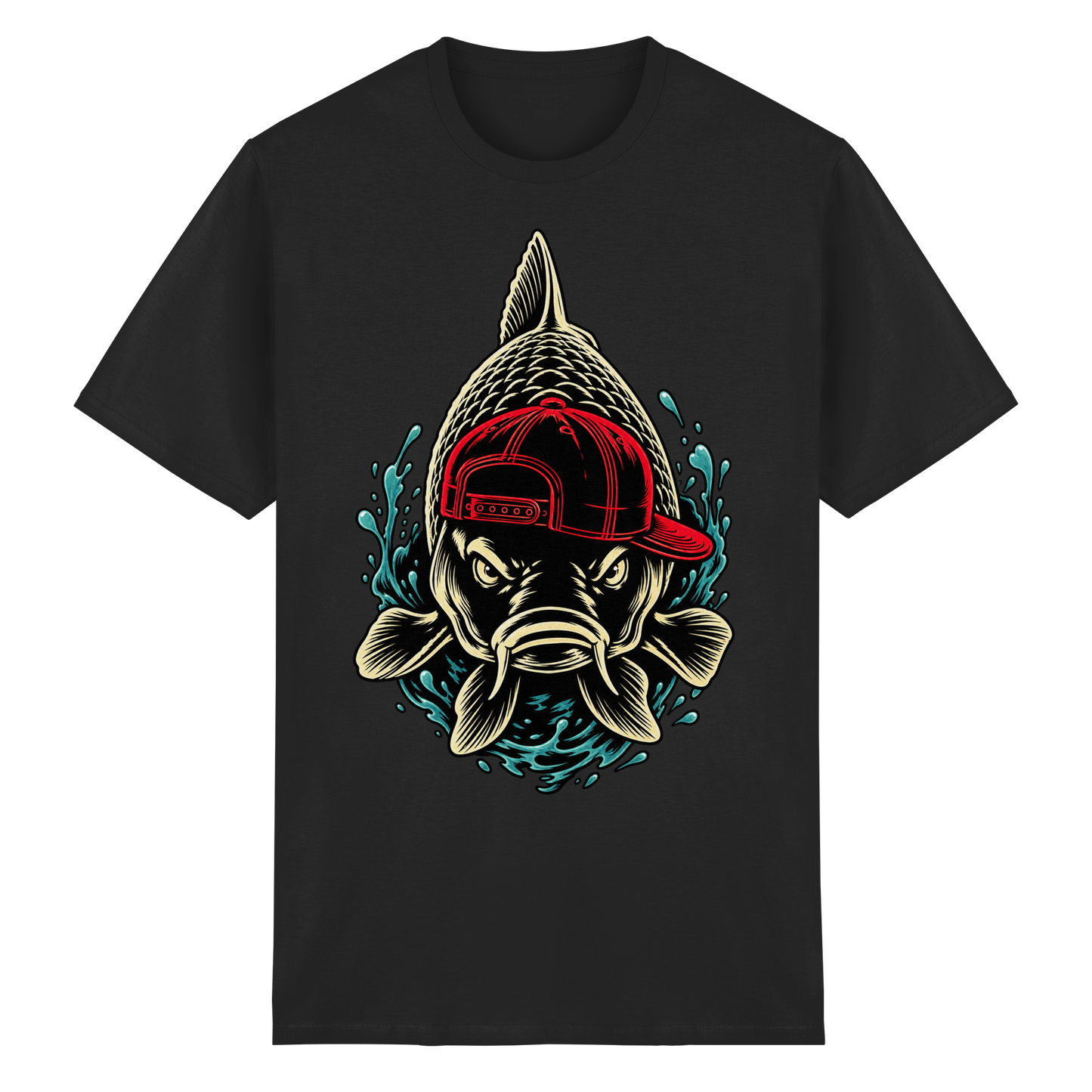 Cooler Karpfen mit Cap T-Shirt Lustiges Carp Fishing Shirt für Karpfenangler