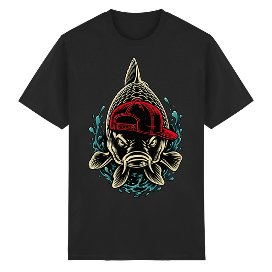 Cooler Karpfen mit Cap T-Shirt Lustiges Carp Fishing Shirt für Karpfenangler