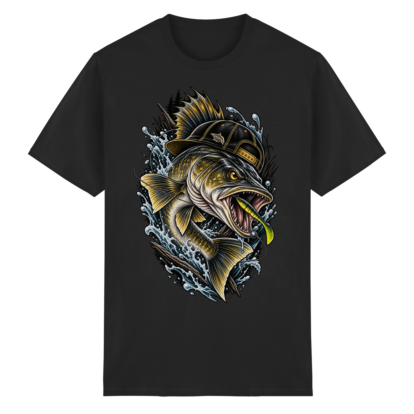 Cooler Zander mit Cap T-Shirt – Angelshirt für Zanderangler Angler Angeln