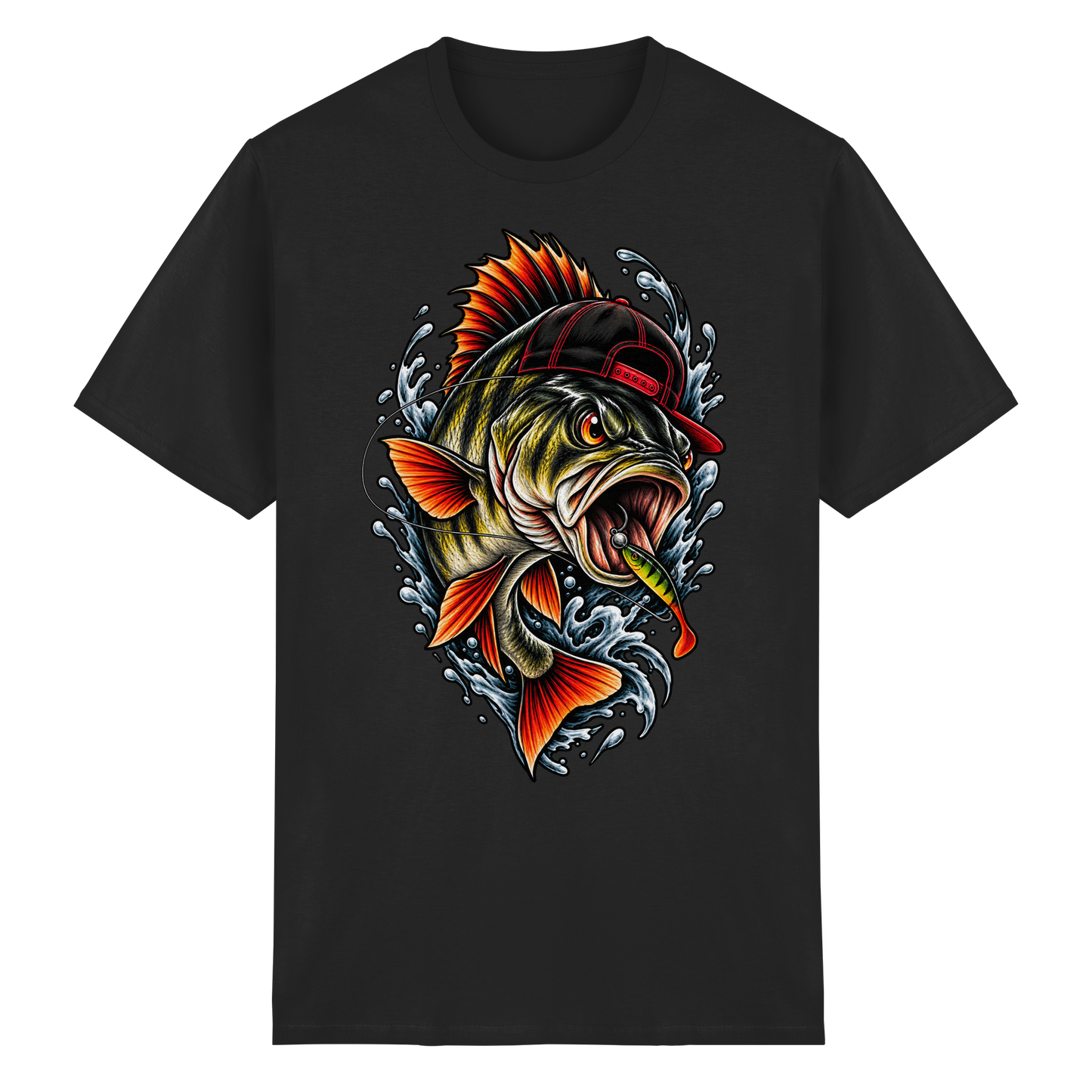 Cooler Barsch mit Cap T-Shirt Angelshirt für Barschangler Perch Angeln Angler