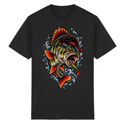 Cooler Barsch mit Cap T-Shirt Angelshirt für Barschangler Perch Angeln Angler