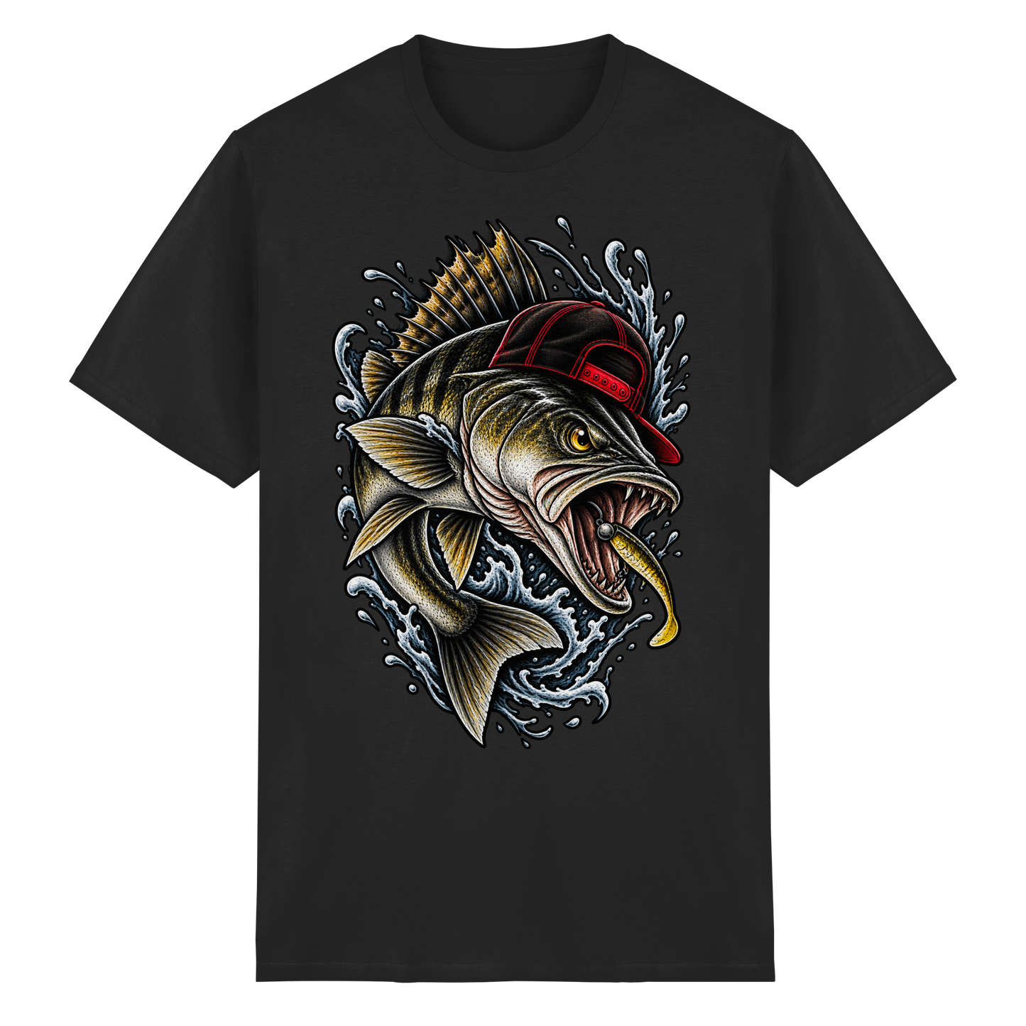 Cooler Barsch mit Cap T-Shirt – Angelshirt für Barschangler Perch Zielfisch