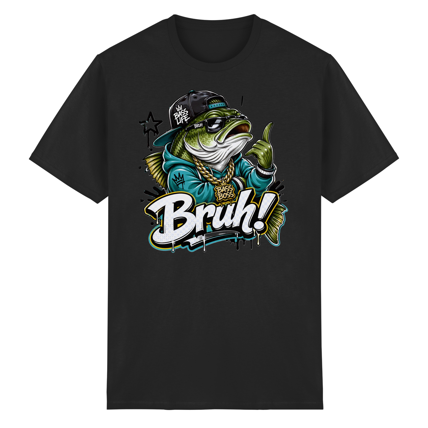 Bruh Bass Boss Life Fishing Shirt Hip Hop Barsch Angler Streetwear T-Shirt
