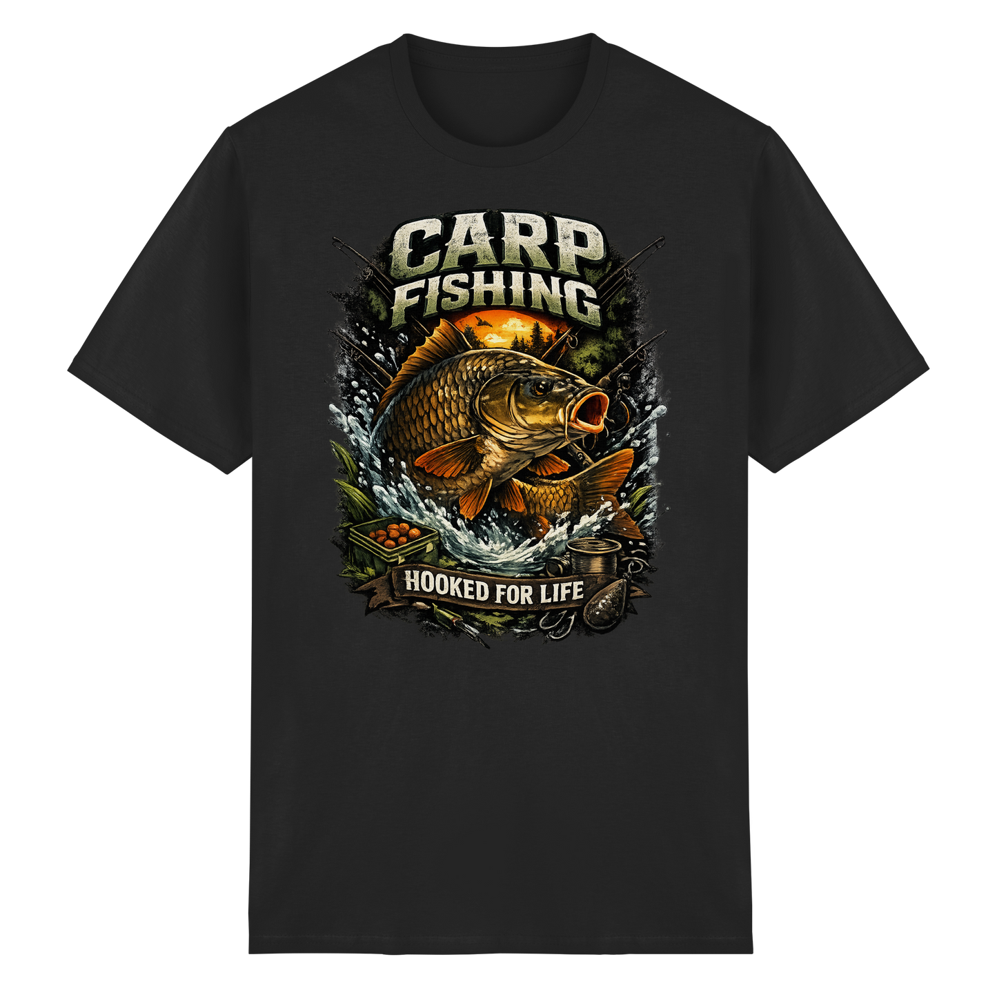 Carp Fishing – „Hooked for Life“ Karpfenangler Karpfen Shirt T-Shirt Angeln