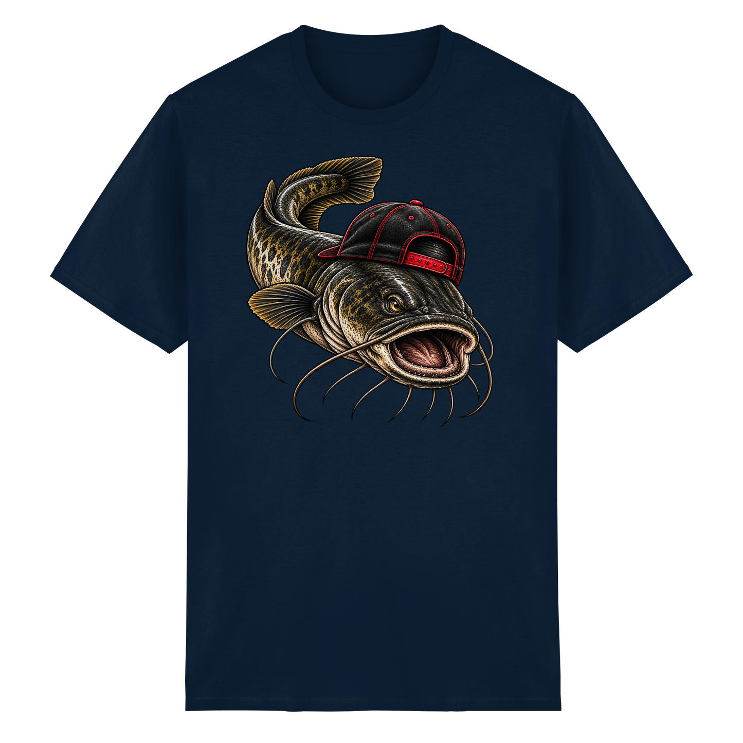 Cooler Waller mit Cap T-Shirt – Wels Angler Shirt für Wallerangler Catfish